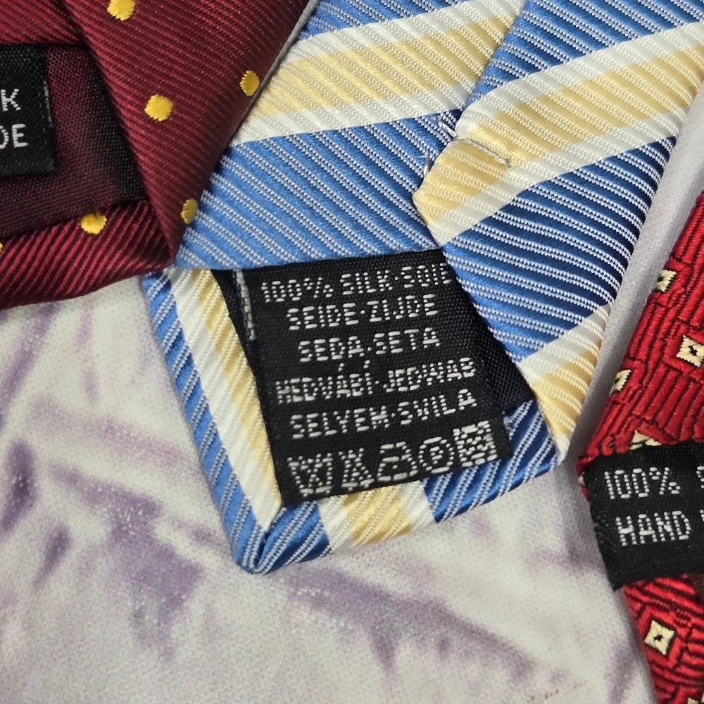 Lot of 4 Salvatore Ferragamo Paul Smith Ties Burgundy Blue Silk Designer Lot Men